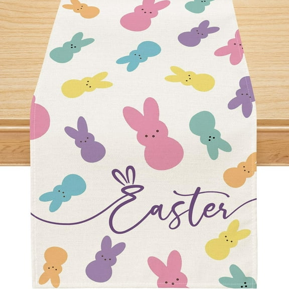 Easter Table Runner, Peeps Decorations Colorful Runner for Table Seasonal Spring Holiday Decor for Indoor Outdoor Dining Table (13'''' x 72'''')