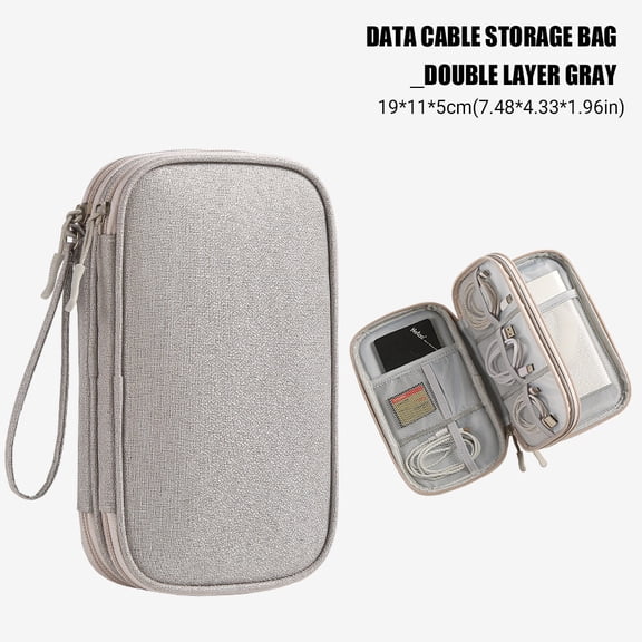 Electronic Organizer, Travel Tech Pouch Bag, Cable Organizer | Wrist Strap, Waterproof, Double Layers Portable Electronics Travel Carrying Case for Cord, Charger, Daily Business Trips Use