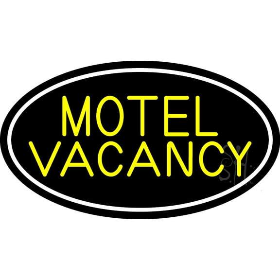 Funky Motel Vacancy LED Neon Sign 13 x 24 - inches, Black Square Cut Acrylic Backing, with Dimmer - Bright and Premium built indoor LED Neon Sign for Defence Force.