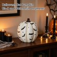 thumbnail image 5 of Halloween Decorations White Pumpkin Resin Statue with Black Bat and Star , Seasonal Tabletop Halloween Decor for Home, Entryway,Shelf or Party Display, 5 of 5