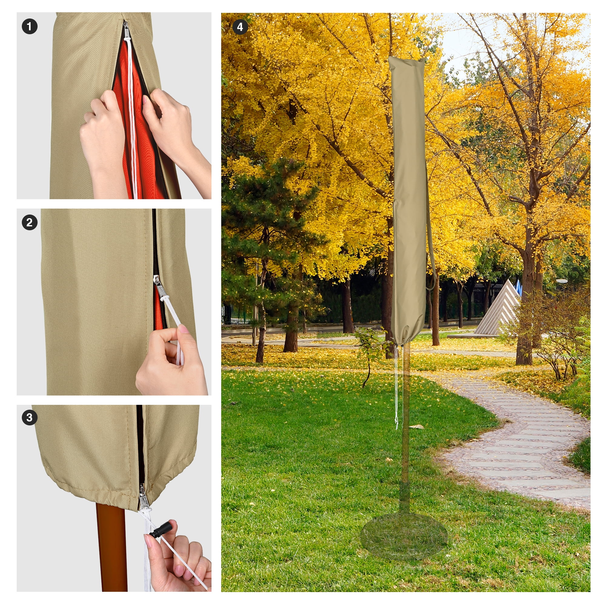 Waterproof Patio Umbrella Canopy Cover Protective Shelter Zip Bag For 8/9/10/13' 