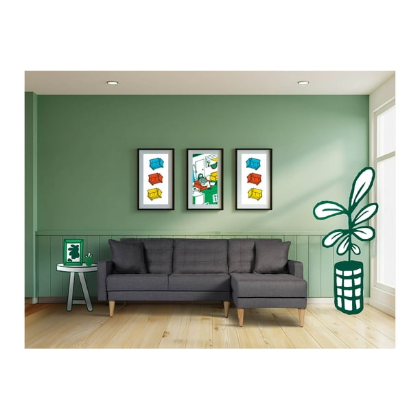 Sala Modular Reversible De Lino Gris Oxford Modelo Donato