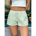 thumbnail image 3 of Women'S Striped Print Drawstring Elastic Waist Shorts Casual Wide Leg Low Rise Summer Boxer Shorts Light Green S, 3 of 5
