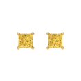 thumbnail image 3 of Clara Pucci 0.5Ct Yellow Princess Cut VVS1 Screw Back Stud 14k Solid hypoallergenic Gold Designer Earrings For April, 3 of 7