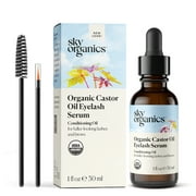Sky Organics Organic Castor Oil Eyelash Serum for Fuller-Looking Lashes and Brows, 1 fl oz