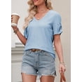 thumbnail image 5 of Yesfashion Womens Short Sleeve Tops Summer Casual V Neck T Shirts Blouses Solid Textured Knit Tee Tunic, 5 of 7