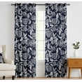 thumbnail image 1 of Vargottam Extra Long Cotton Curtains - 108" Length Drapes for High Ceilings or French Doors - 52"x108", Light Filtering Rod Pocket/Back Tab Drapes, Set of 2 Panels - Floral Motif Design (Blue), 1 of 8