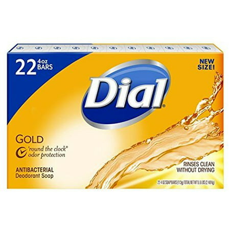 Dial Antibacterial Deodorant Gold Bar Soap, 4 Ounce (Pack of 22) Net Wt 5.5