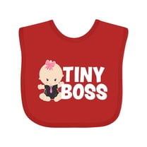Inktastic Tiny Boss with Baby in Suit Girls Baby Bib