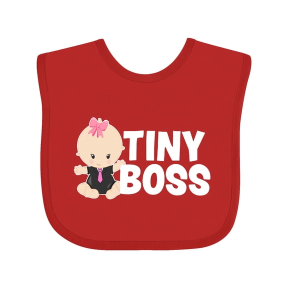 Inktastic Tiny Boss with Baby in Suit Girls Baby Bib