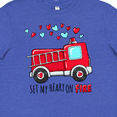 thumbnail image 4 of Inktastic Set My Heart on Fire Valentine Fire Truck with Hearts Youth T-Shirt, 4 of 5
