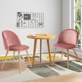 thumbnail image 2 of Homylin Modern Velvet Armless Dining Chair Set of 1, Mid Back Upholstered Seat with Oak Legs, Ideal for Home Office Kitchen Living Room, Pink, 2 of 7