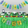 thumbnail image 6 of OUNONA UNOMOR Hawaiian Table Skirt Tropical Hawaiian Party Decoration Set with 2 Paper Garlands, 6 of 6
