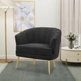 thumbnail image 5 of Andeworld Upholstered Accent Chair with Gold Metal Legs (Black), 5 of 7