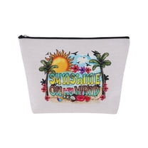 Unique Bargains 1 Pc Durable Portable Makeup Bag for Vacation Business Travel White Flax