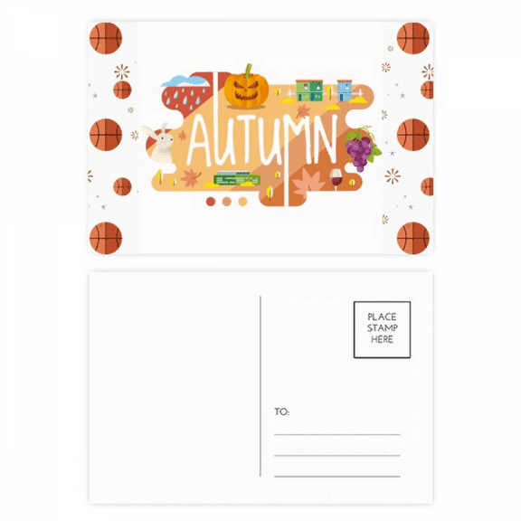 Autumn Season Illustration Basketball Postcard Set Thanks Card Mailing Side 20pcs