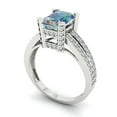 thumbnail image 2 of 2.35 ct Emerald Cut Blue Moissanite Solitaire with Simulated Diamond Accents 18K White Gold Womens Engagement Ring, 2 of 5