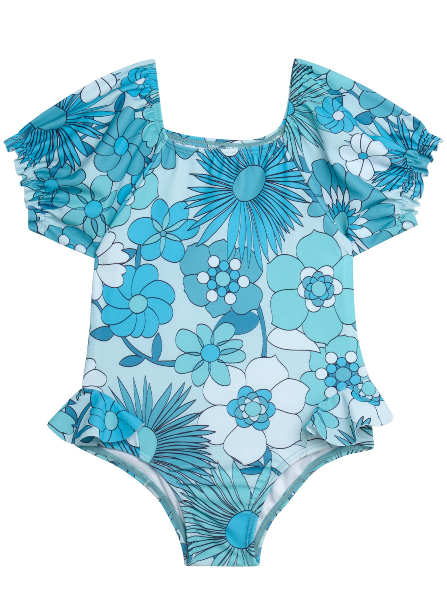 Jessica Simpson Toddler Girl Rash Guard Swimsuit with Headband, Sizes 12M-24M