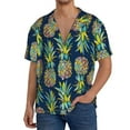 thumbnail image 7 of Lsque Colorful Pineapples print Men's Cuban Collar Short Sleeve Shirt Summer Beachwear Casual Button Down Fashionable Vacation Leisure Shirt-Small, 7 of 7