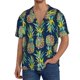 thumbnail image 1 of Balery Colorful Pineapples Camisa Casual de Manga Corta con Botones para Hombre, Texturizada, Estilo Cubano, para Playa, Verano-Small, 1 of 5