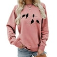 thumbnail image 2 of Arlun Women's Vintage Birds Graphic Sweatshirts Loose Fit Long Sleeve Crewneck Pullovers Fashion Soft Comfortable Hooded Tops For Bird Lovers Pink M, 2 of 4