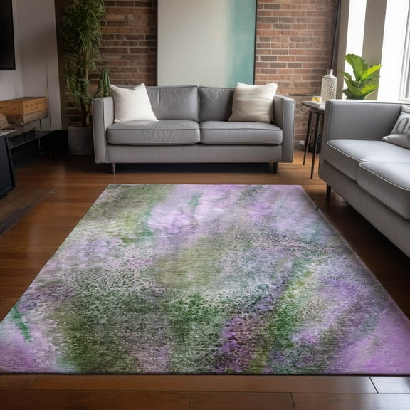 Addison Rugs Chantille Indoor/Outdoor Contemporary Watercolors Purple Washable Rectangle Rug, 10' x 14'