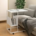 thumbnail image 1 of vidaXL Side Table with Wheels White 55x36x63.5 cm Engineered Wood, 1 of 4