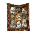 thumbnail image 2 of Costeam Bohemian Blanket with Cat Patterns Comfortable Knit Soft Throw for Couch Bed Sofa Decorative Warm Lightweight Cozy Home Decor, 2 of 5