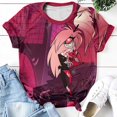 thumbnail image 1 of Hazbin Hotel Moda Casual Mujer Impreso de manga corta Cuello redondo Pullover Tops Rosa/L, 1 of 6