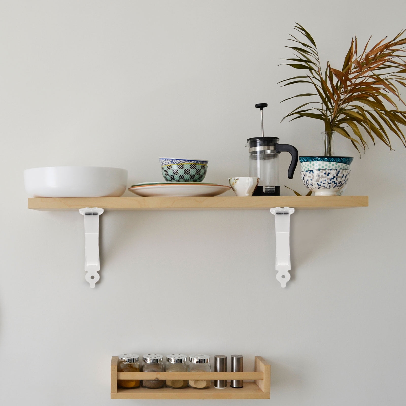 Uxcell 6 Pcs Decorative Shelf Brackets, 10" x 7" Heavy Duty Floating Shelf Brackets for Wall Bookshelves Shelves Support, White