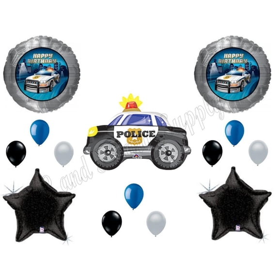 Policeman Car Birthday Balloons Decoration Supplies Party Cops Law Paw Patrol