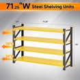 thumbnail image 3 of MIIIKO Heavy Duty 4-Tier Adjustable Storage Shelves, 5000LBS Capacity Metal Shelving Unit, 71"W x 24"D x 70"H Steel Rack for Garage Warehouse Basement, Commercial Utility Shelving, Black&Yellow, 3 of 9