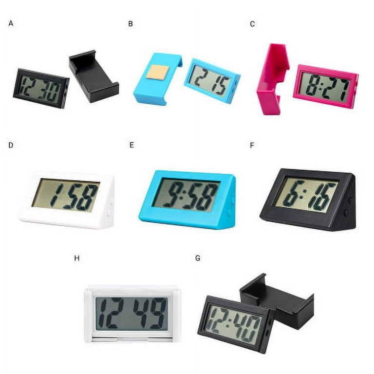 ihreesy Car Dashboard Digital Clock,Portable Auto Dashboard  Time Mini Car Digital Clock Universal Adhesive Dashboard Clock with LCD  Display,Black : Automotive