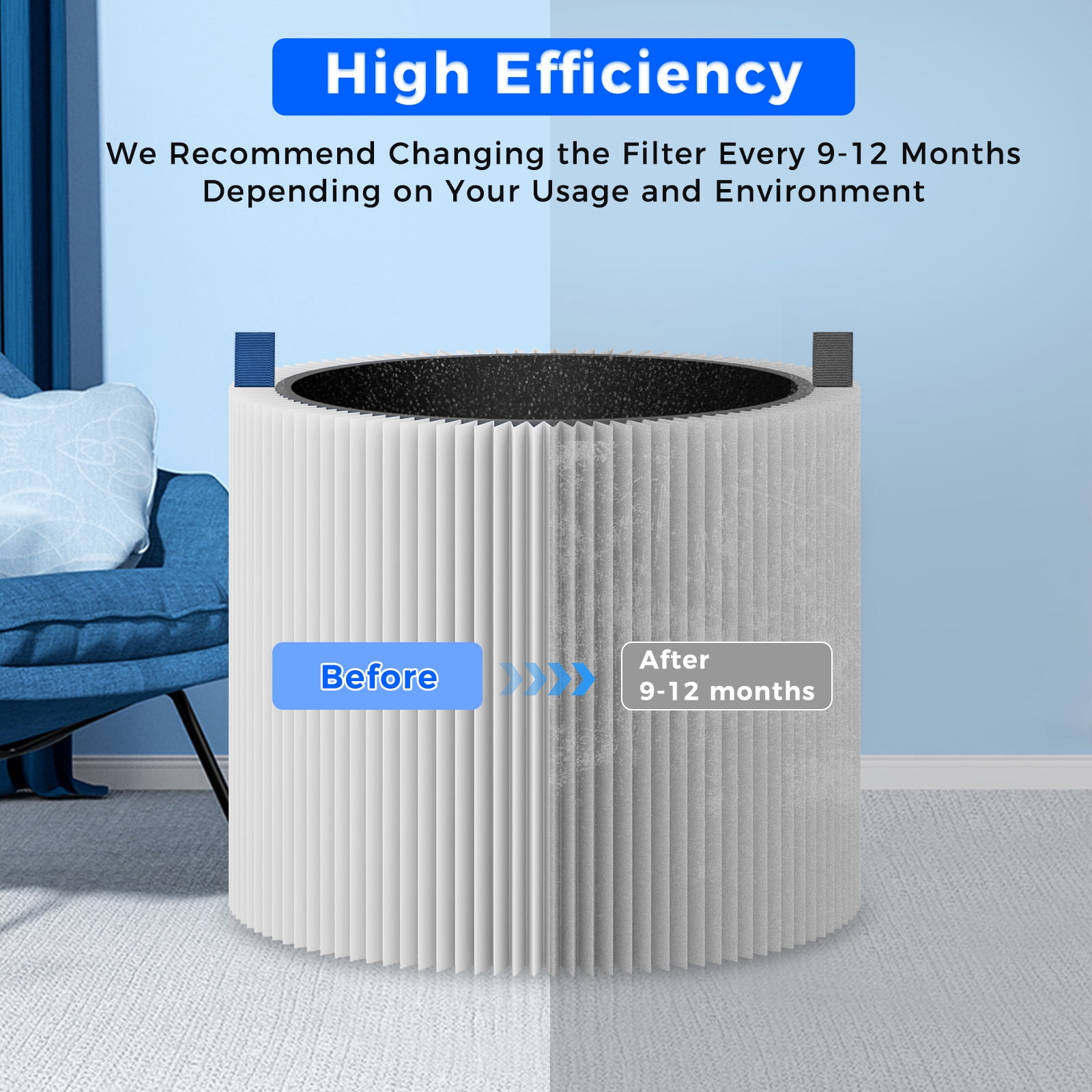 4 Pack Mini Max Replacement Filter Compatible with Blue Pure Mini Max Air Purifiers, H13 True HEPA with Pre-Filter & Activated Carbon, FMINI Filter for Blue Pure Mini Max Air Purifier (4 Filters)