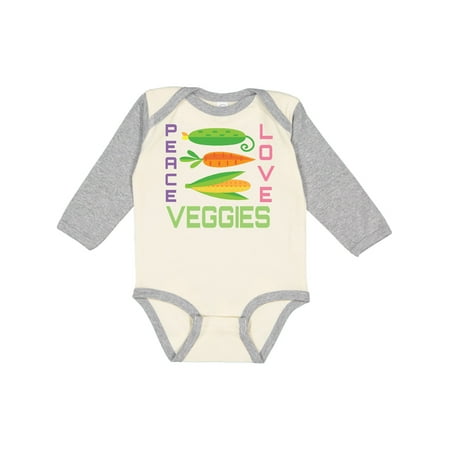 

Inktastic Vegan Peace Love Veggies Gift Baby Boy or Baby Girl Long Sleeve Bodysuit