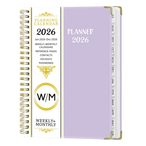 Agenda Planificador 2026, Cuaderno En Espiral Con Separadores, Portátil, Para Oficina, Agenda 2026, Colectable, Metal, Para Hogar\,Wsvlmg