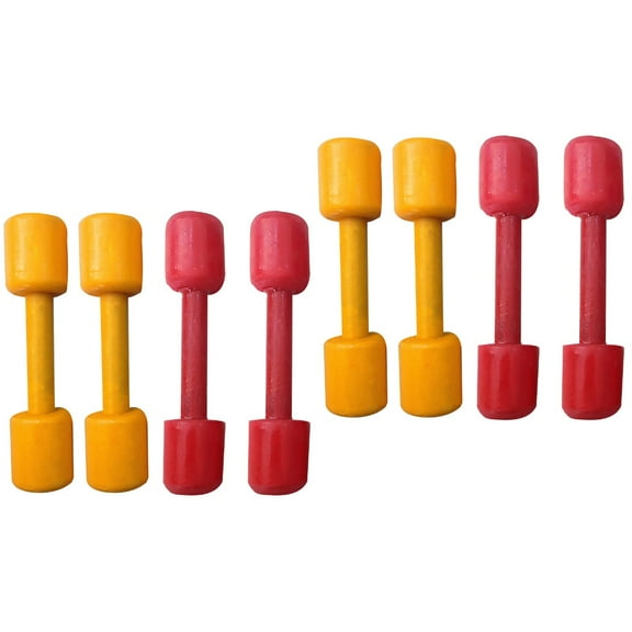 WORGEOUS 4 Pairs Hand Grip Dumbbell Dumbbell Portable Weight Lifting Dumbbell Gymnastic Equipment Props Eco-friendly Wood Dumbbell for Kids Gym Home (Red Yellow)
