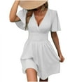thumbnail image 2 of Dyegold Sun Dresses Women Summer Casual Short Sleeve Boho Ruffle Flowy Swing Mini for Women Floral Print Plus Size Dress for Women V Neck Graduation Dress, 2 of 6