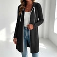thumbnail image 5 of Women Long Vertical Ribbed Knit Hooded Sevevn Cardigan Full Zip Drawstring Dual Side Pockets Long Sleeve Casual Outer Coat For Spring Fall, 5 of 8