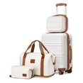thumbnail image 1 of Set de equipaje Kono K1871, 4 piezas, Carry On Hardside, color crema y blanco, 1 of 8