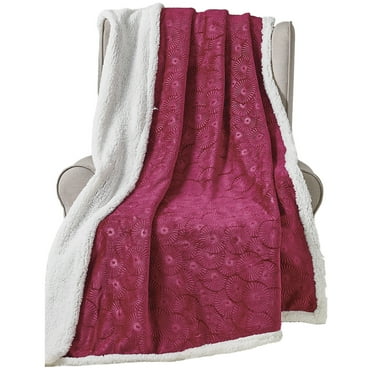 Plazatex Louvre Sherpa Decorative Super Soft Throw Blanket for Sleep/Decor 50" x 60" Burgundy