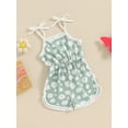 thumbnail image 3 of Nygoyerh Toddler Little Girls Summer Jumpsuit Floral Print Sleeveless Tie Straps Romper Shorts Kids Sweet Square Neck Overalls for Casual Daily Vacation 12M-5T, 3 of 8