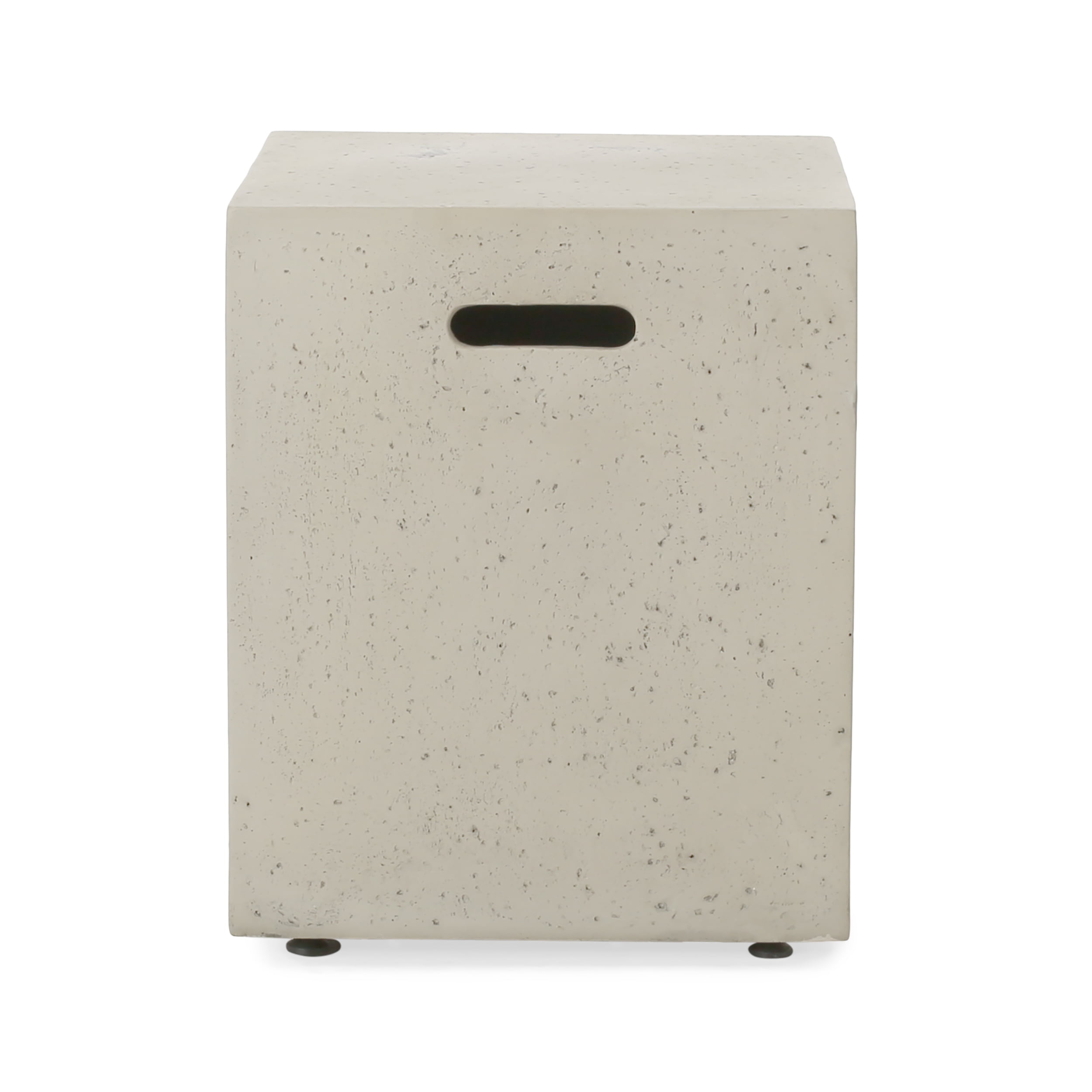 Leo Outdoor 40 Inch Light Weight Concrete Rectangle Gas Burning Fire Pit, Light Gray