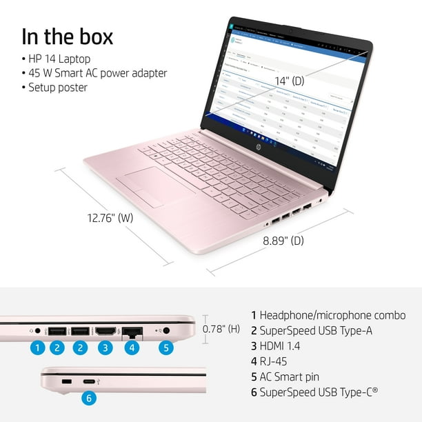 HP Stream 14" Laptop, Celeron N4020 Processor, 4GB RAM, 64GB eMMC, Pink, Windows 11 (S mode) with Office 365 1-yr, 14-cf2112wm - Walmart.com