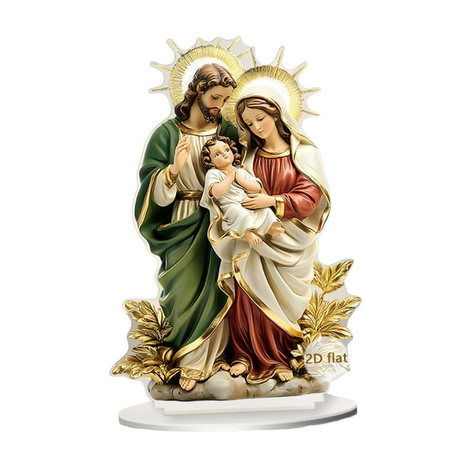 Adorno navideño coleccionable de la Sagrada Familia en acrílico con base (2D) 135 cm x 20 cm