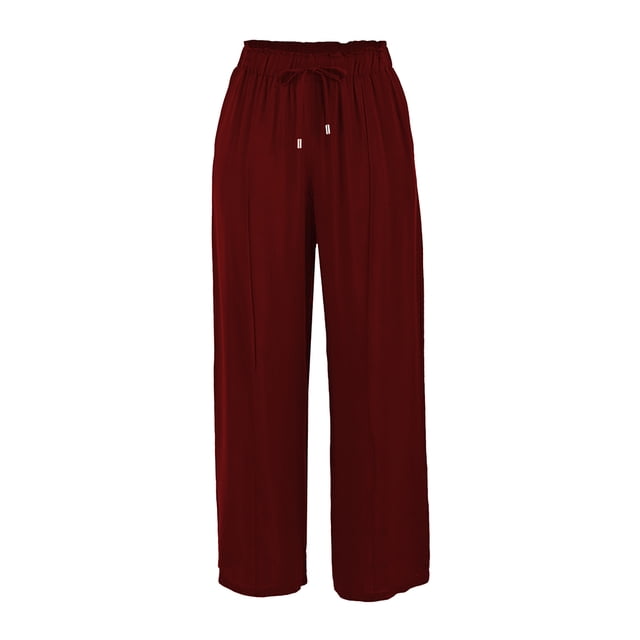 Pantalón George para Dama, Ancho con Pretina Paper Bag Vino T CH