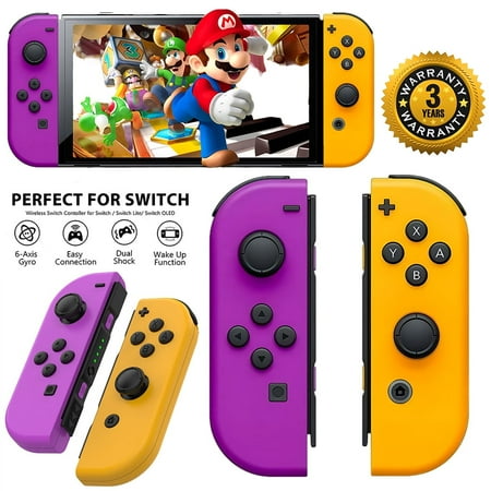 Wireless Gamepad Bluetooth Left & Right Controller For Nintendo Switch Joy-Con 1-Pair Purple-Orange