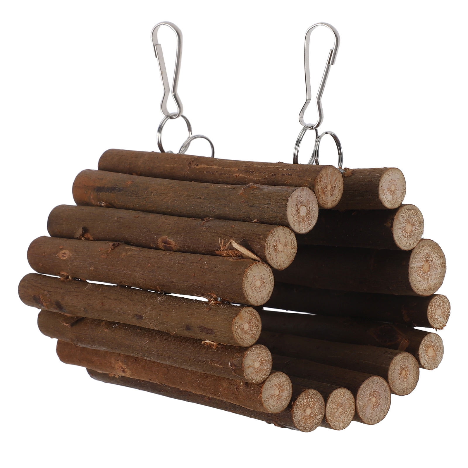 POPETPOP Durable Coffee Wood Bird Swing for Parrot Cage with Hanging Climbing and Chewing Features
