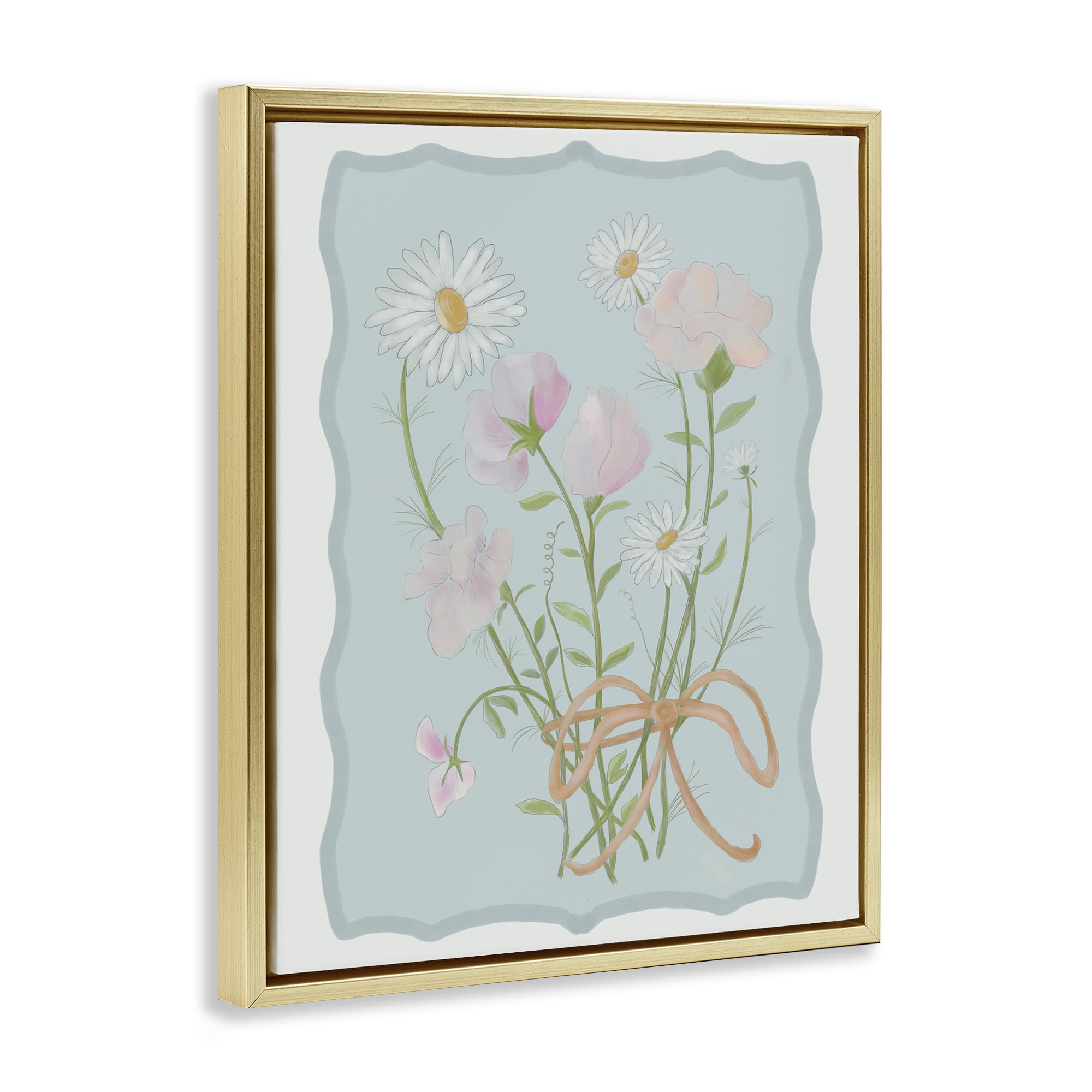 Spring Cottage Clippings Gold Framed Floater Canvas Wall Art, design by Leslie Hermosa