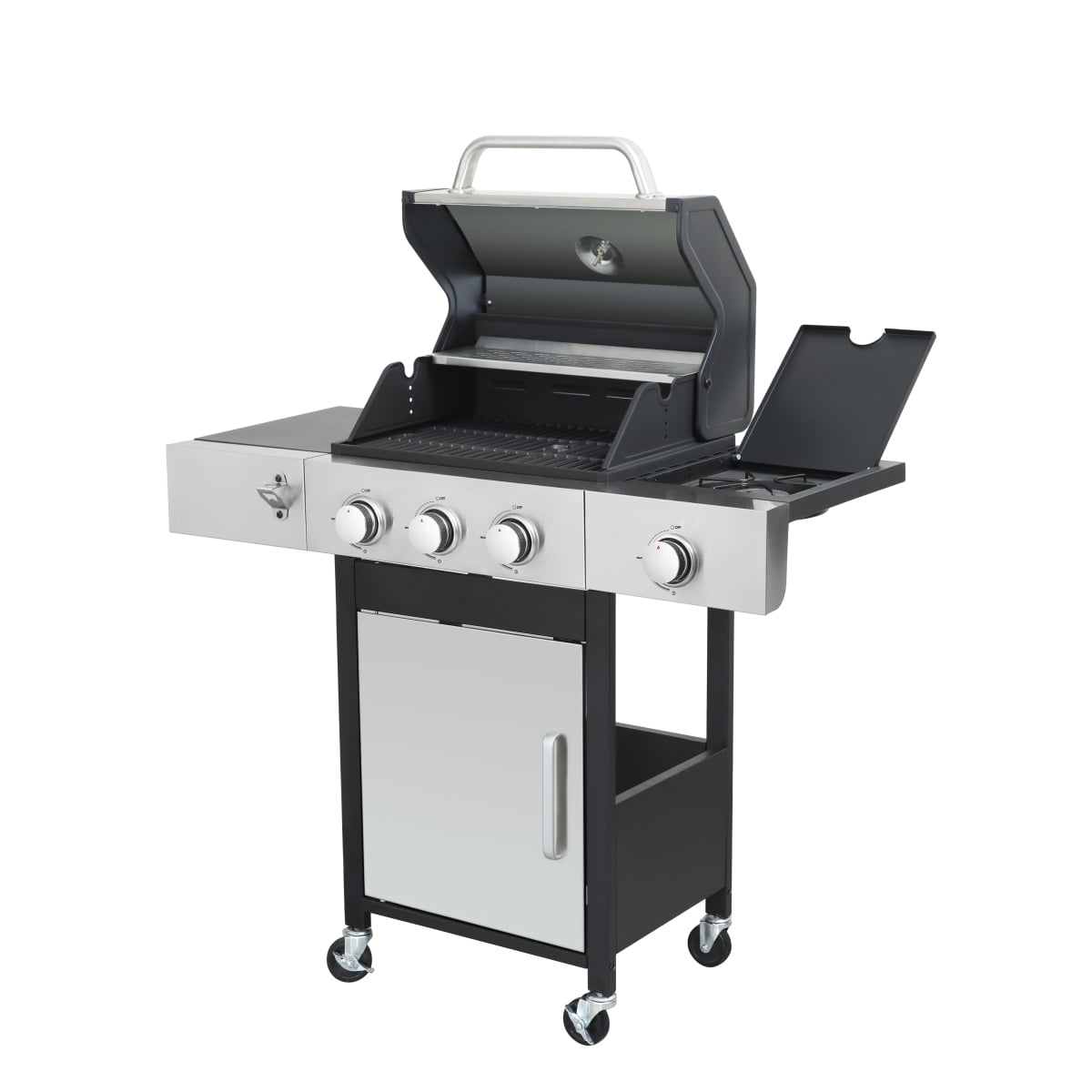 3-Burner Propane Gas Grill with Side Burner, 37,230 BTU, Stainless Steel BBQ for Outdoor Cooking